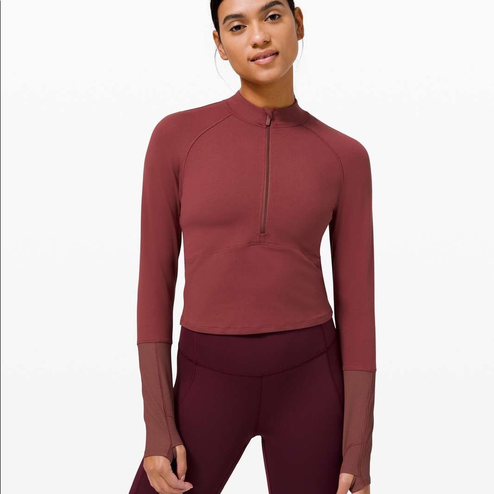 Lululemon it’s rulu long sleeve half zip in savannah size 6